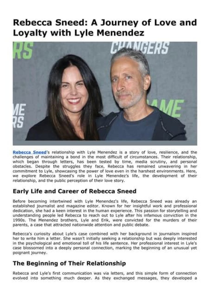 Lyle Menendez and Rebecca Sneed: A Love Story Amidst Controversy